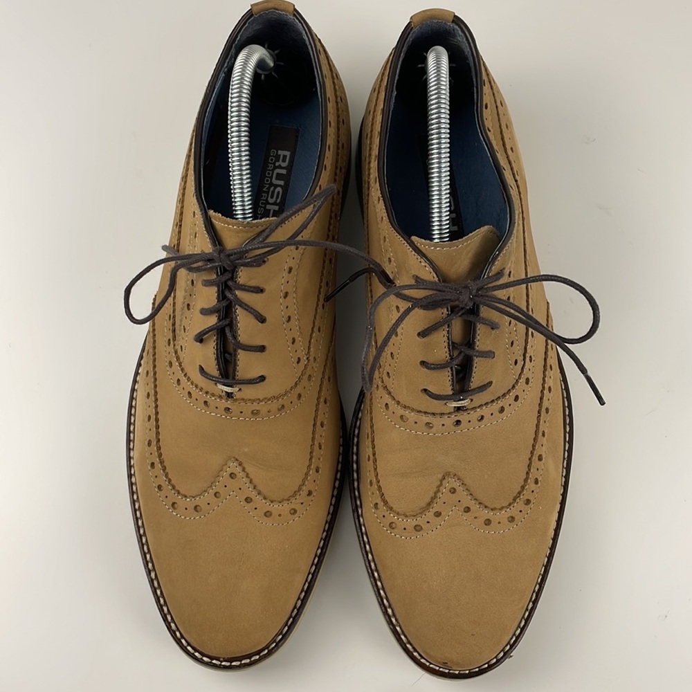 Gordon Rush | Leather Tan Lace Up Wingtip Oxford Academia Formal Shoes 10.5 - Picture 3 of 10